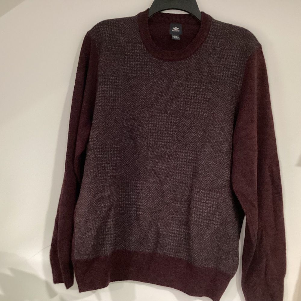 Men's Wool blend crewneck sweater, long sleeve pullover sweater